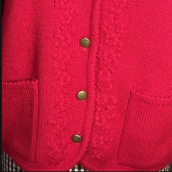 Tally-Ho Vintage Cardigan Red Sweater Sz Small * - Picture 3 of 6